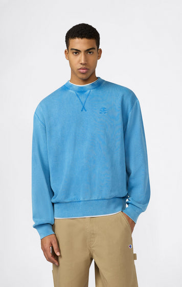Sweat col rond pour homme avec logo brodé et effet délavé Icons