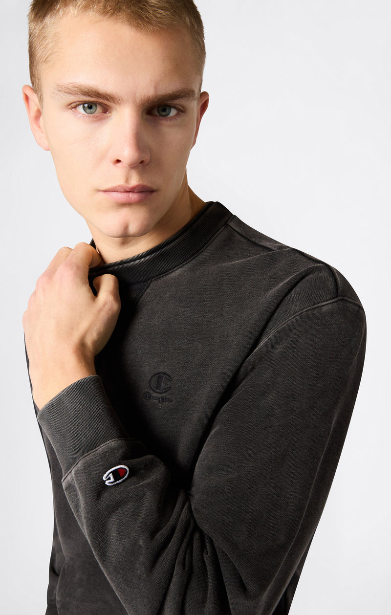 Herren Crewneck Sweatshirt mit gesticktem Logo und Washed-Effekt Icons
