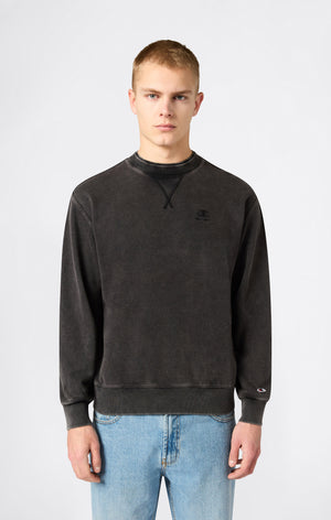 Herren Crewneck Sweatshirt mit gesticktem Logo und Washed-Effekt Icons