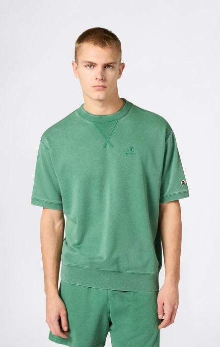 Sudadera de cuello redondo de manga corta efecto lavado para hombre Icons