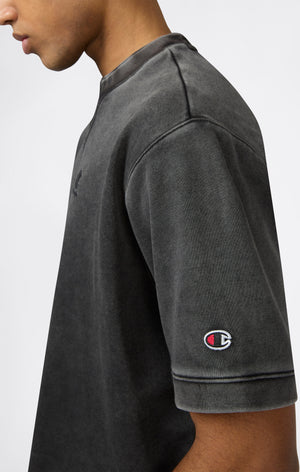 Felpa Girocollo a Manica Corta Effetto Slavato da Uomo Icons