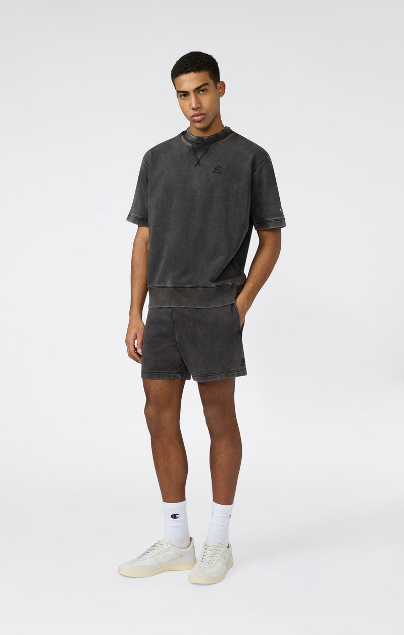 Felpa Girocollo a Manica Corta Effetto Slavato da Uomo Icons