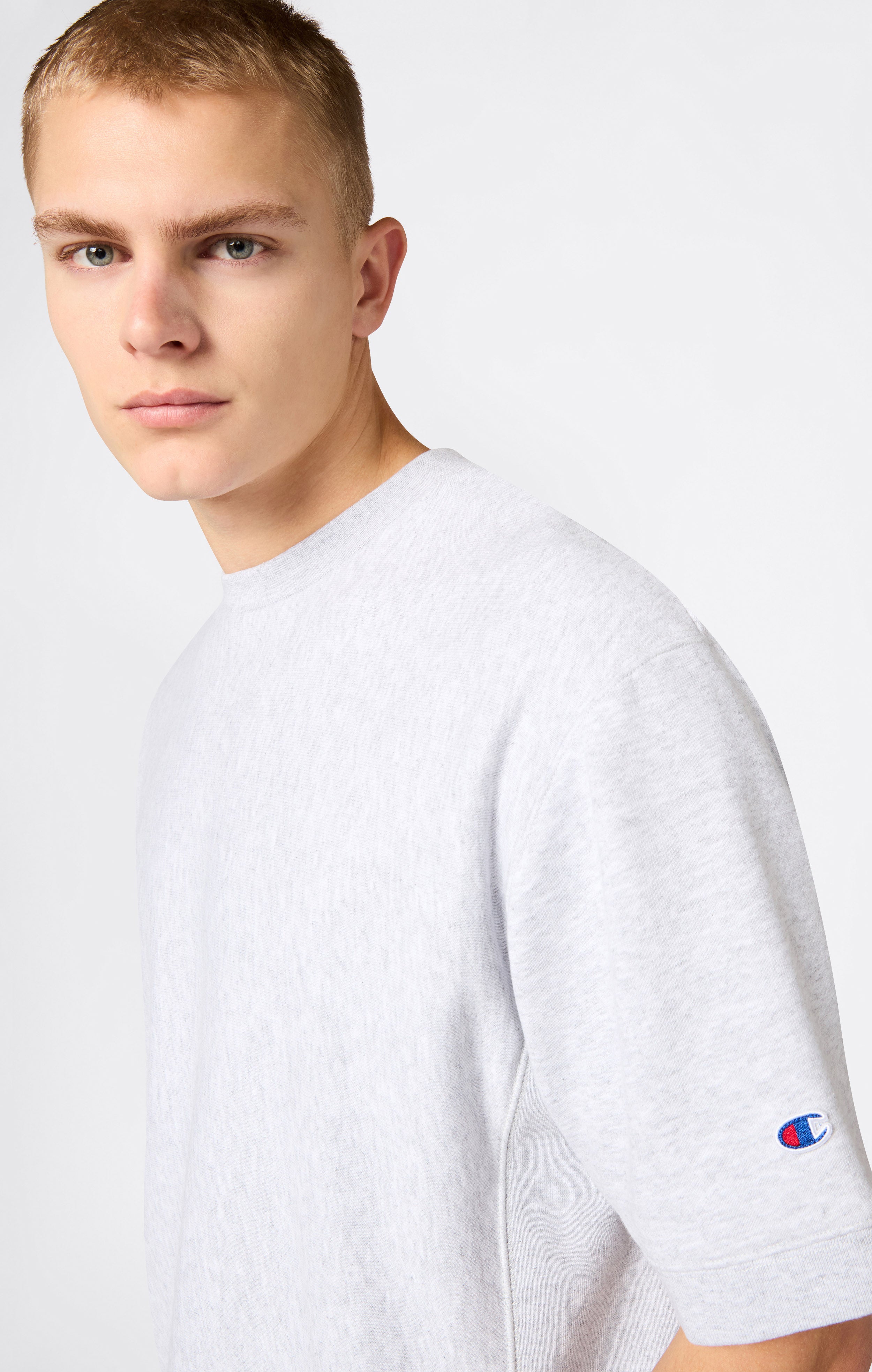 Sudadera Ligera de Cuello Redondo y Manga Corta Reverse Weave para Hombre