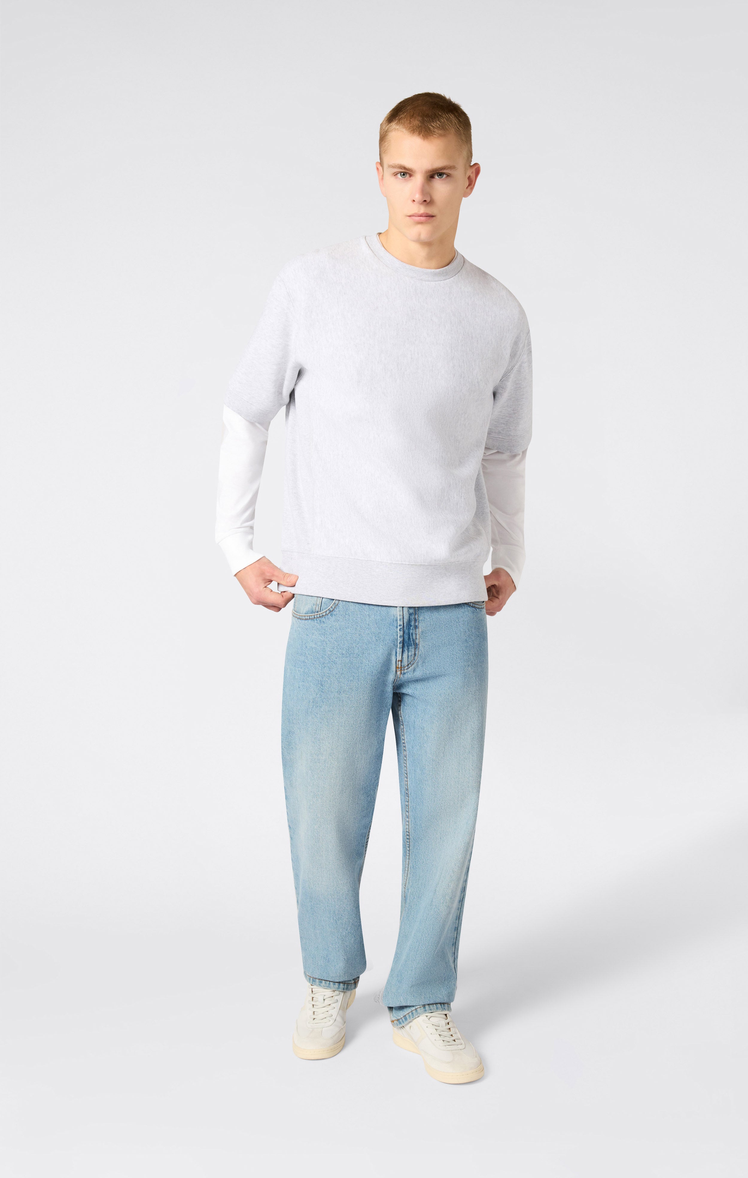 Sudadera Ligera de Cuello Redondo y Manga Corta Reverse Weave para Hombre
