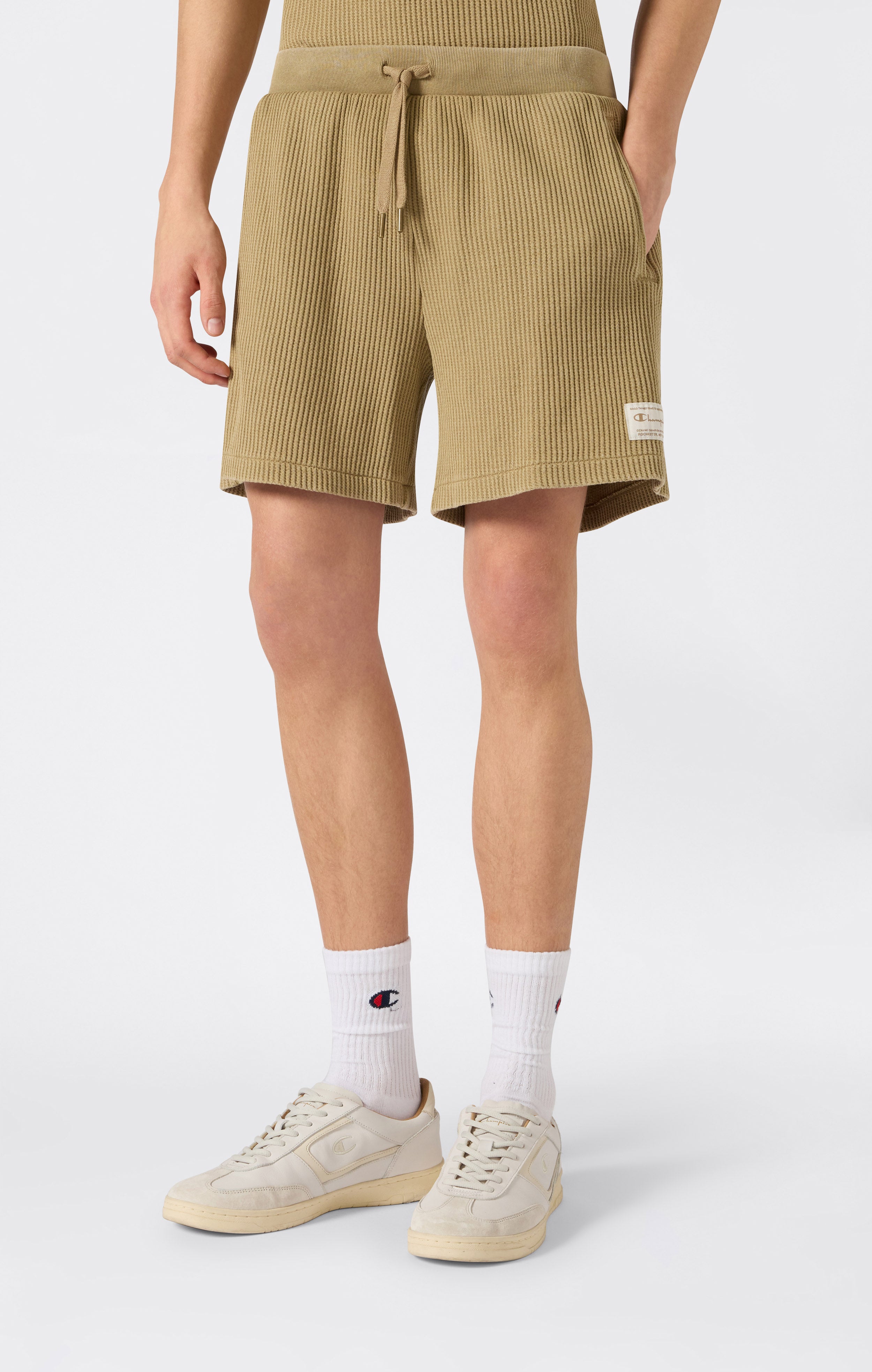 Shorts Effet Délavé en Tissu Waffle pour homme
