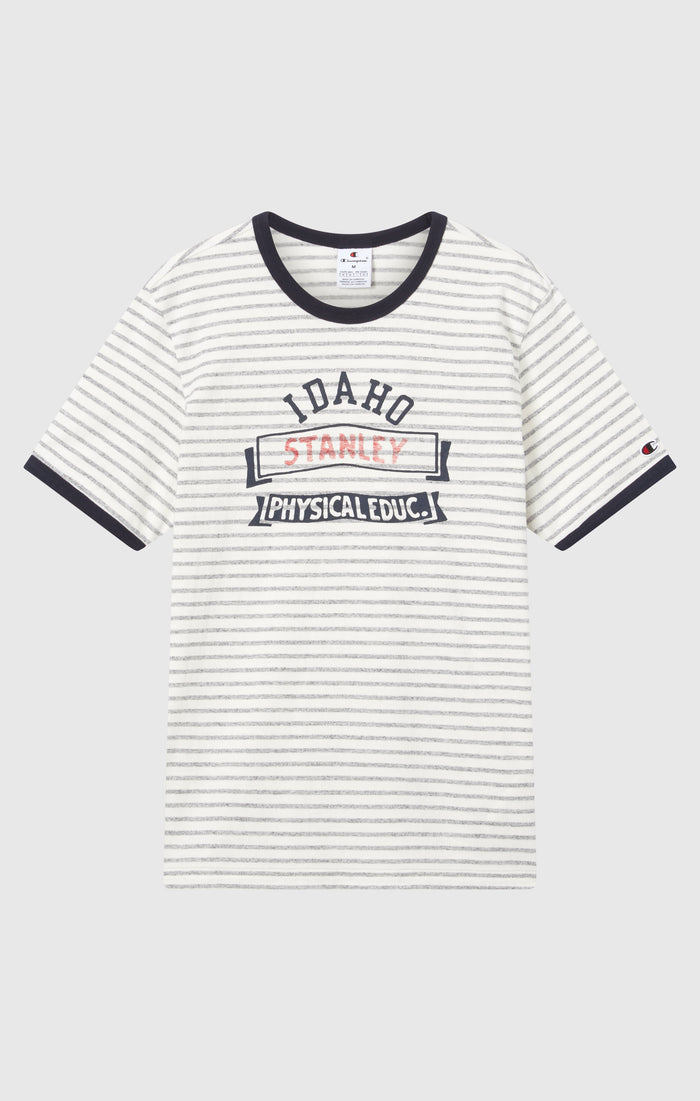 T-shirt Ringer Rayée avec Graphique pour Homme