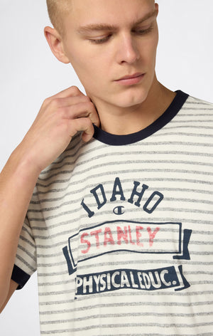 Men’s Striped Ringer T-Shirt with Graphic
