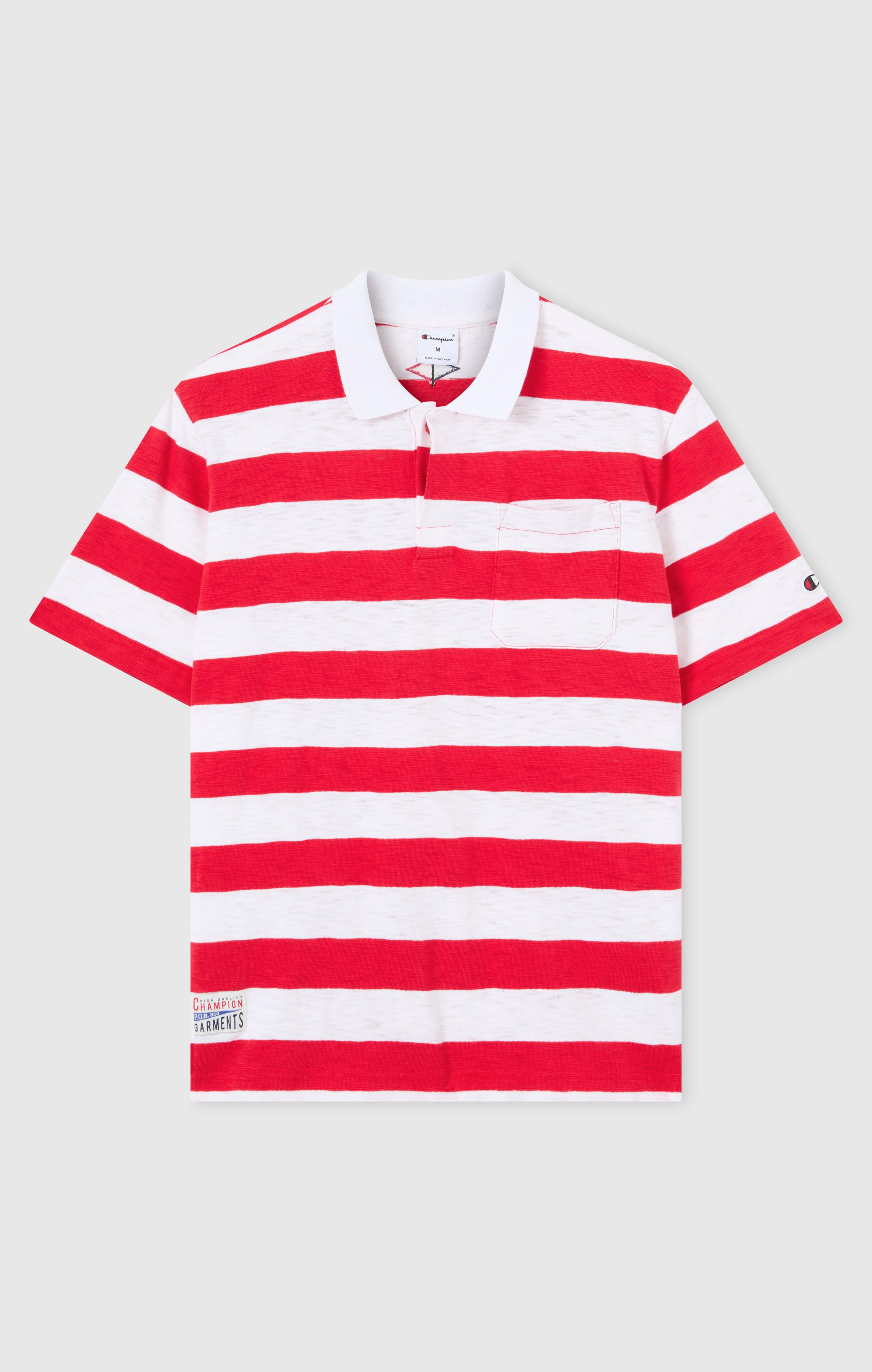 Men’s Striped Polo with Chest Pocket