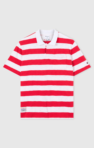 Men’s Striped Polo with Chest Pocket