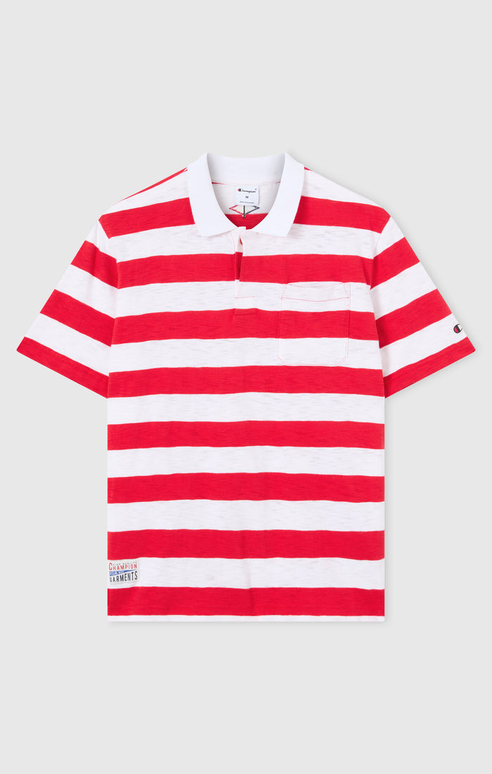 Men’s Striped Polo with Chest Pocket
