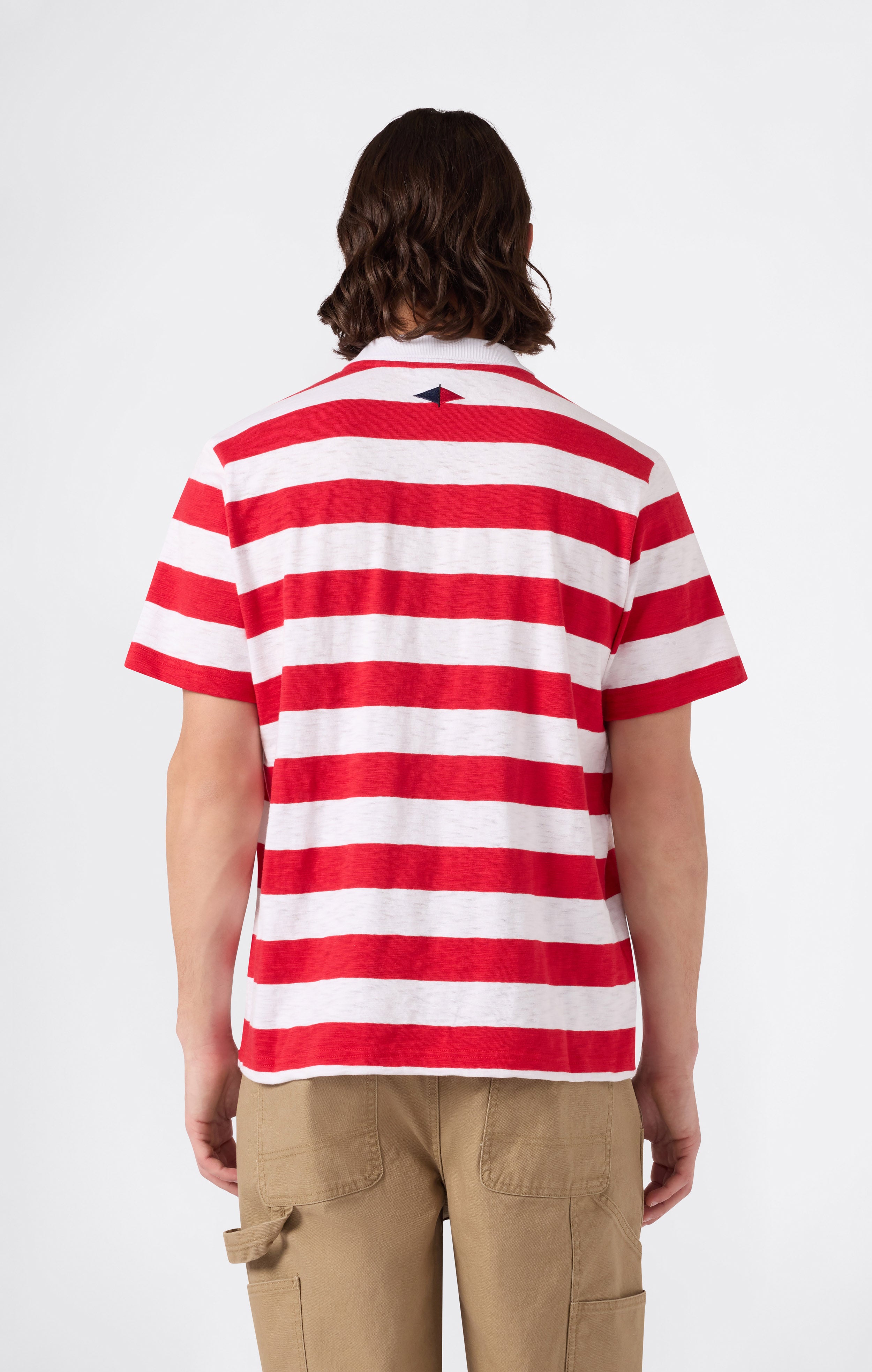 Men’s Striped Polo with Chest Pocket