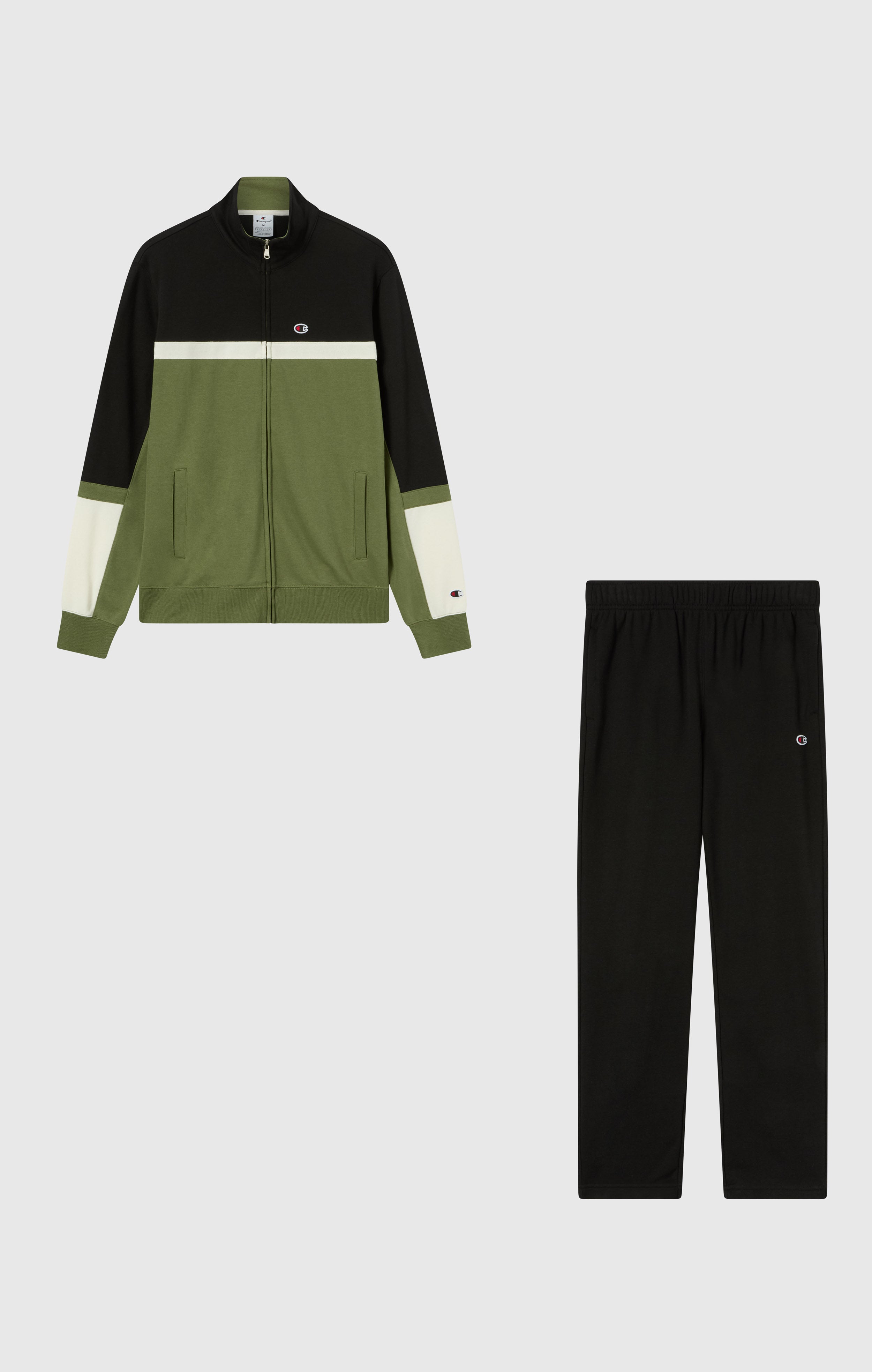 Leichter Herren-Trainingsanzug im Color-Block-Design mit durchgehendem Reißverschluss