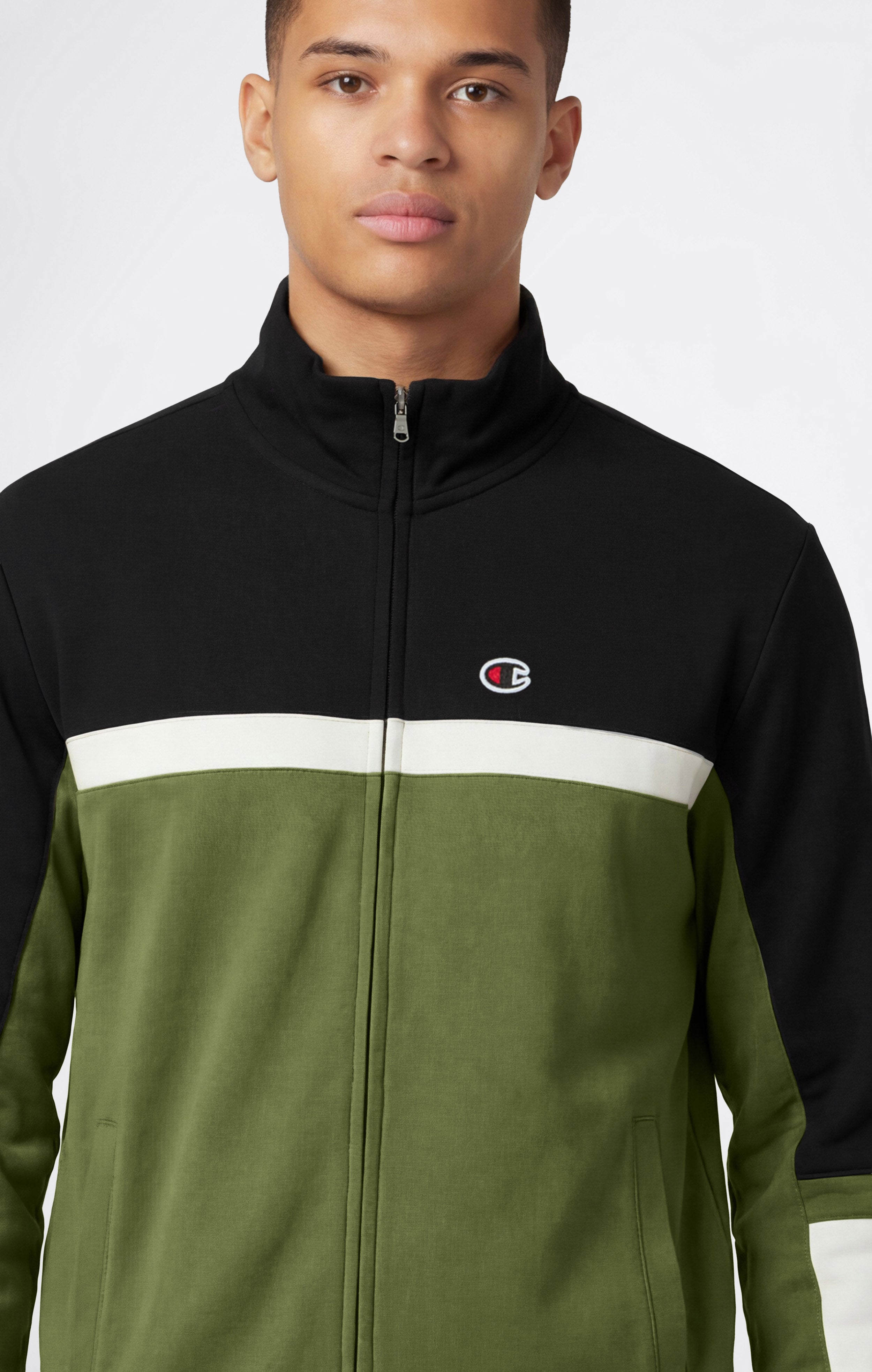 Leichter Herren-Trainingsanzug im Color-Block-Design mit durchgehendem Reißverschluss