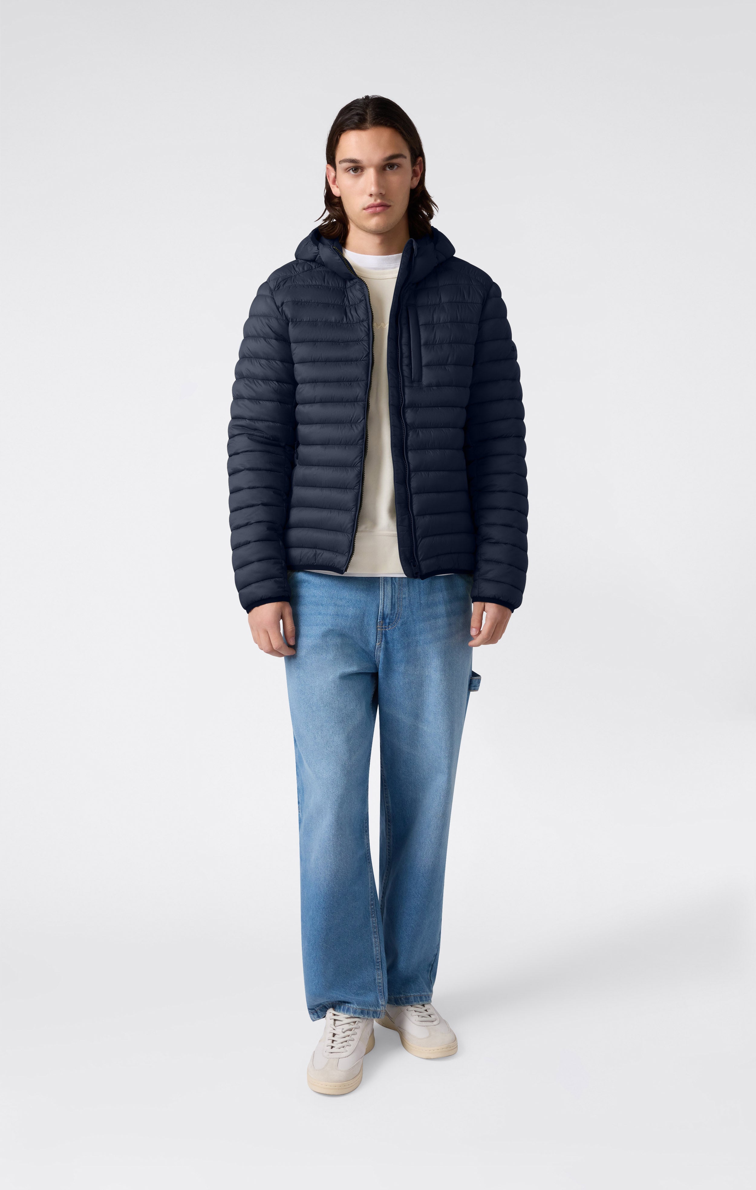 Veste Matelassée Légère à Capuche avec Zip Intégral pour Homme