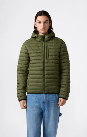 Veste Matelassée Légère à Capuche avec Zip Intégral pour Homme