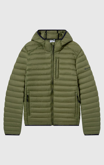 Leichte Gepolsterte Herrenjacke mit Kapuze und Durchgehendem Reißverschluss