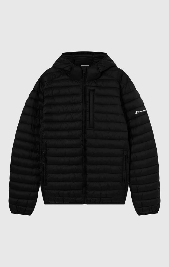 Leichte Gepolsterte Herrenjacke mit Kapuze und Durchgehendem Reißverschluss