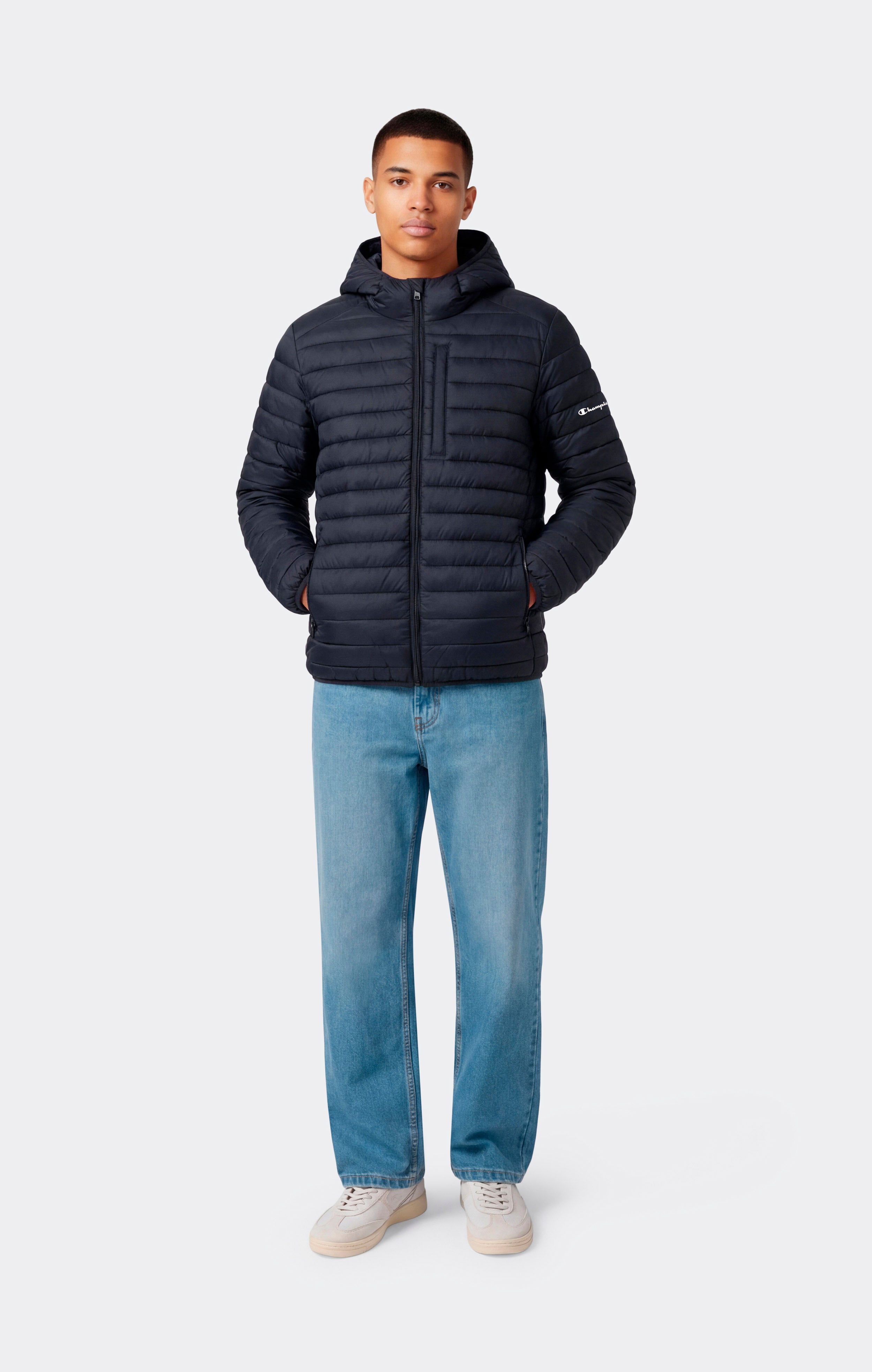 Veste Matelassée Légère à Capuche avec Zip Intégral pour Homme