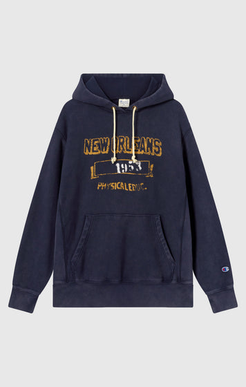 Heavyweight Men's Hooded Sweatshirt with Brushed Interior and Print Reverse Weave