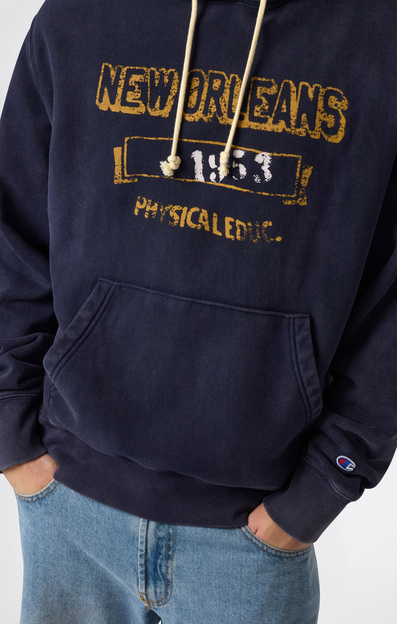 Sweat à Capuche Épais avec Intérieur Gratté et Impression Reverse Weave Homme