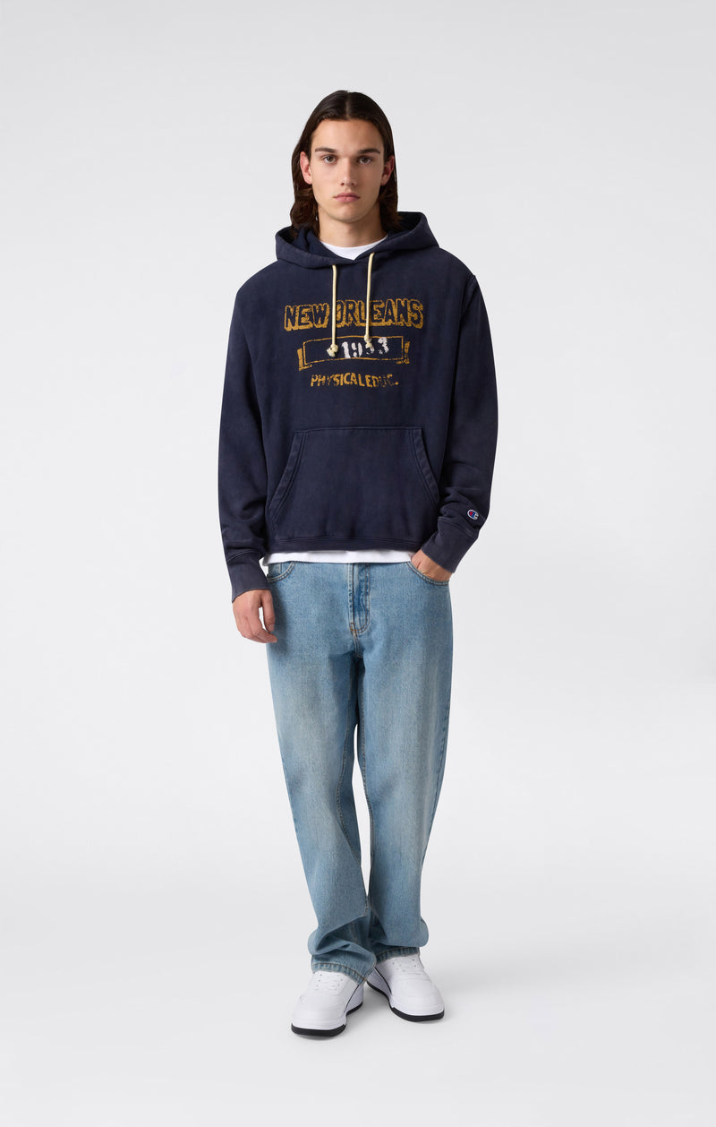 Sweat à Capuche Épais avec Intérieur Gratté et Impression Reverse Weave Homme