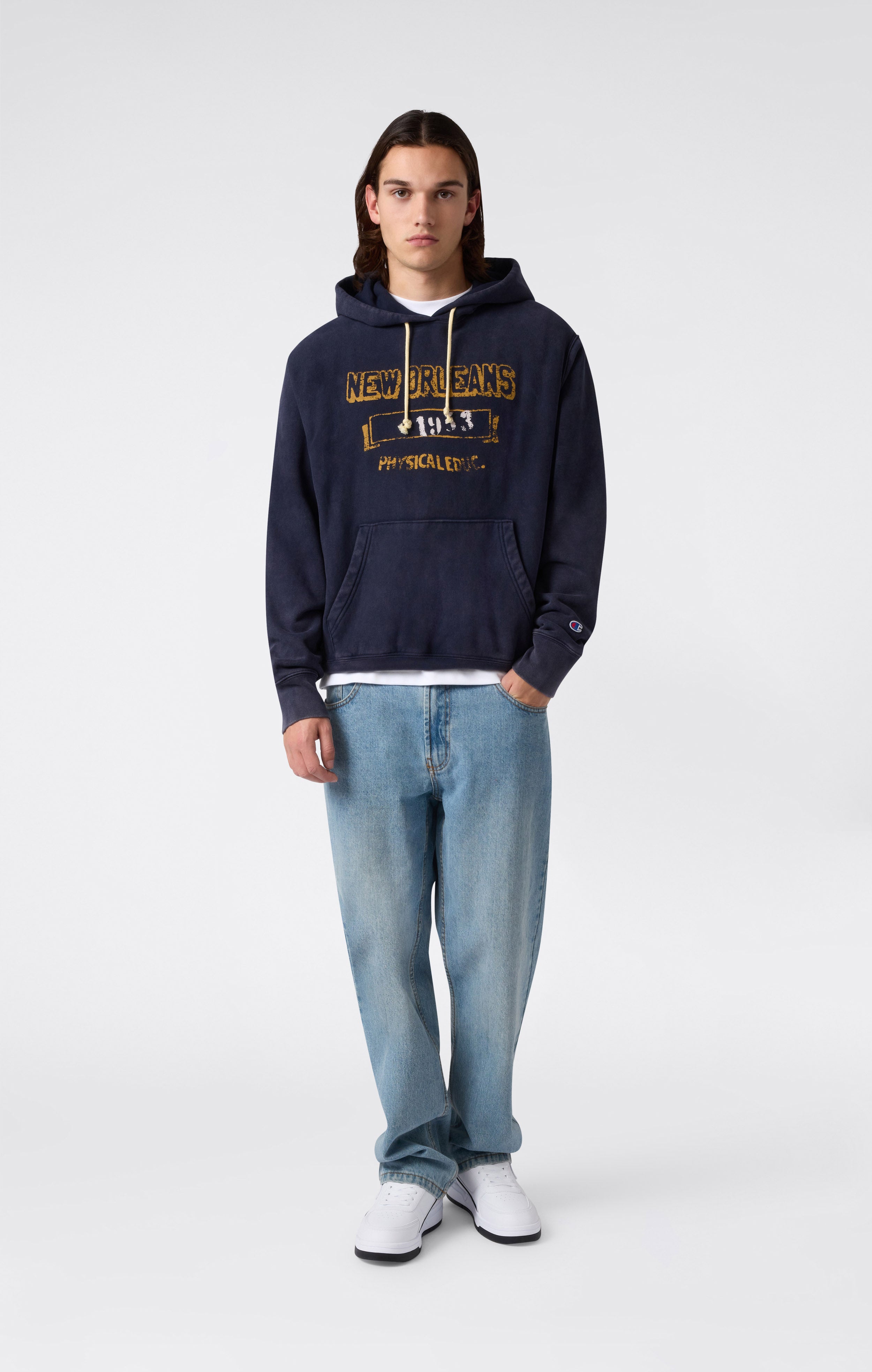 Sweat à Capuche Épais avec Intérieur Gratté et Impression Reverse Weave Homme