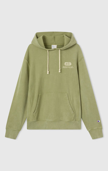 Heavyweight Men's Hooded Sweatshirt with Brushed Interior and Print Reverse Weave
