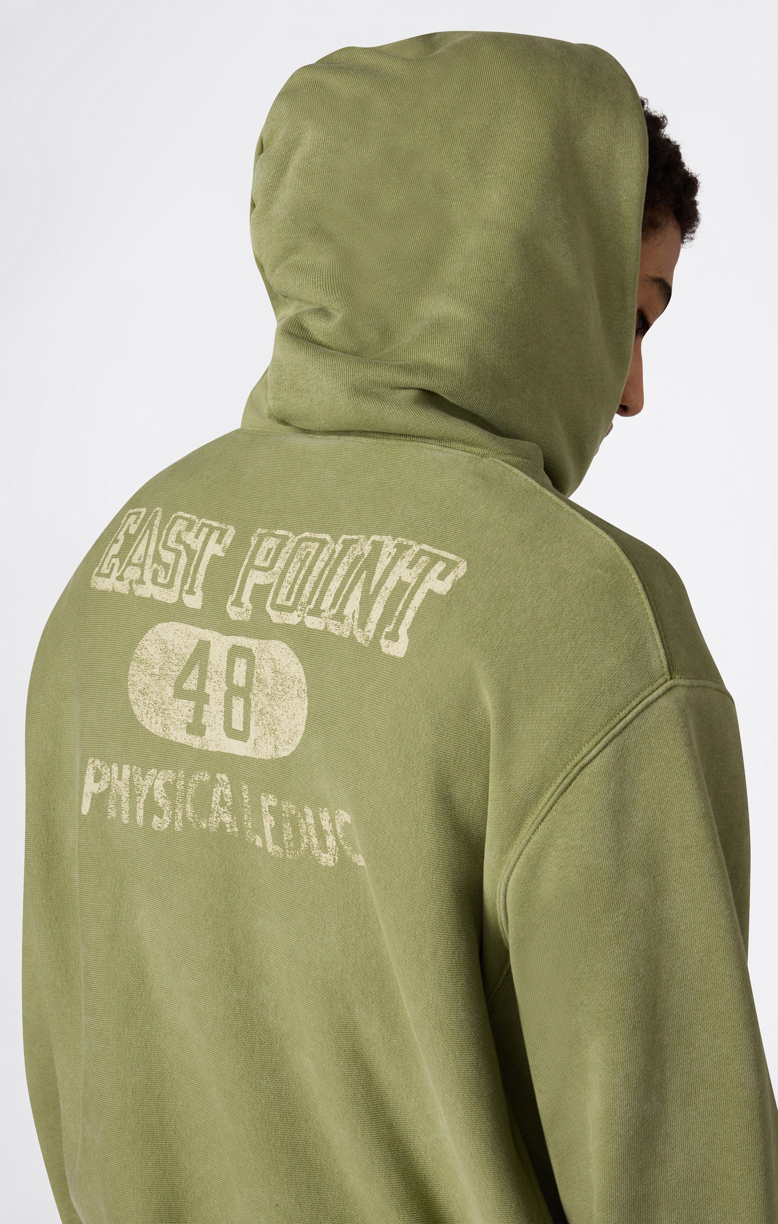 Felpa Pesante con Cappuccio, Interno Felpato e Stampa Reverse Weave da Uomo