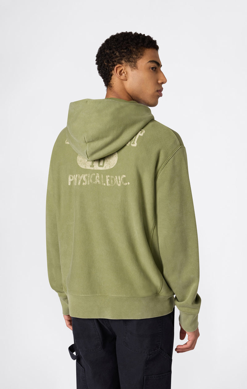 Felpa Pesante con Cappuccio, Interno Felpato e Stampa Reverse Weave da Uomo