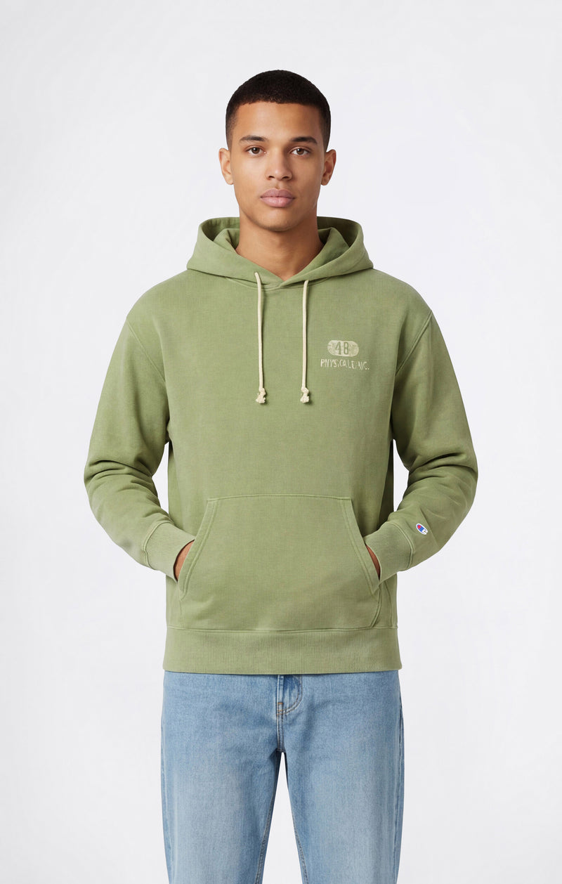 Heavyweight Men's Hooded Sweatshirt with Brushed Interior and Print Reverse Weave