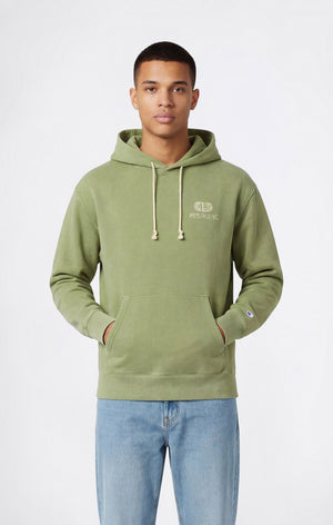 Heavyweight Men's Hooded Sweatshirt with Brushed Interior and Print Reverse Weave