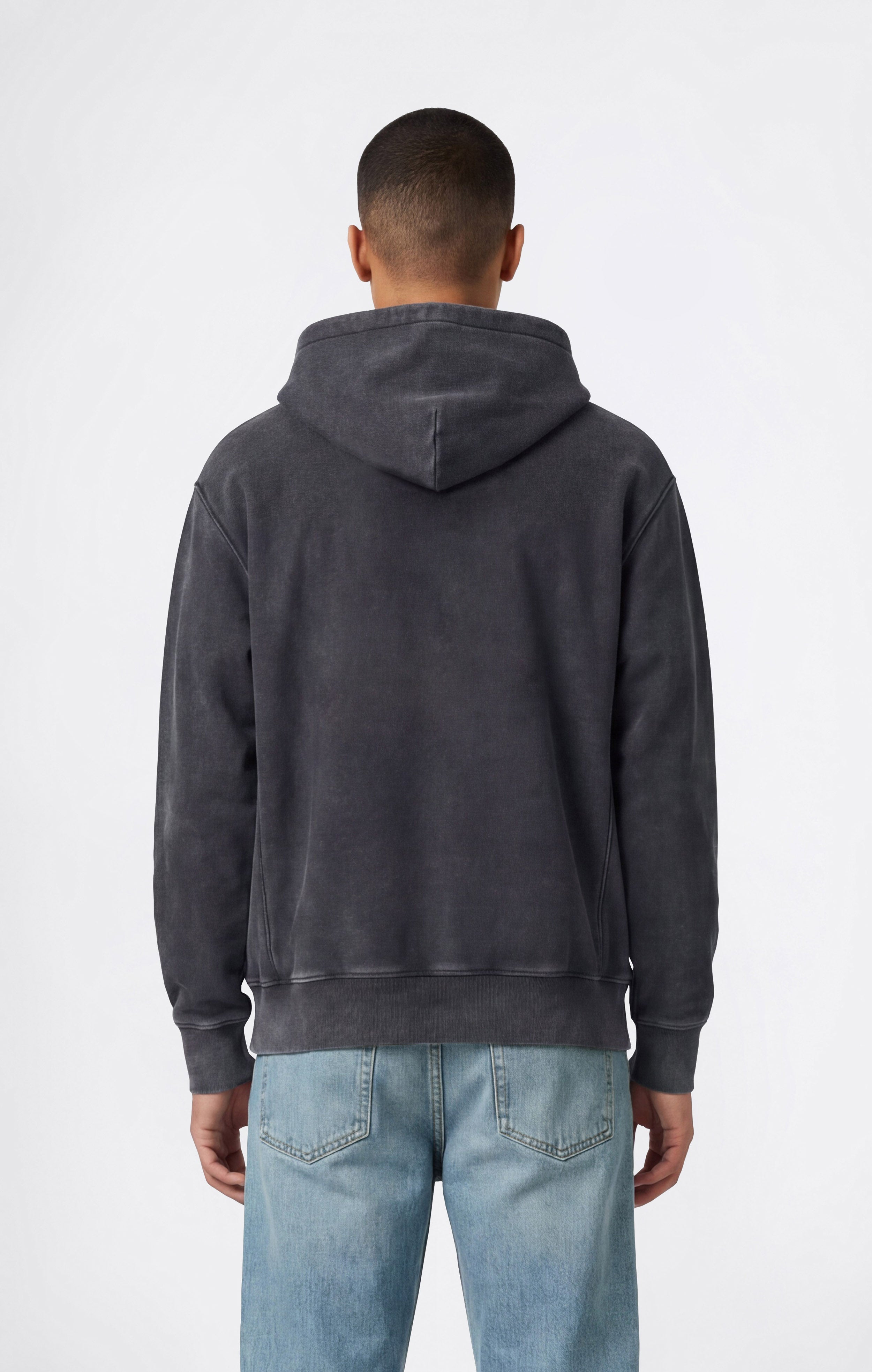Heavyweight Men's Hooded Sweatshirt with Brushed Interior and Print Reverse Weave
