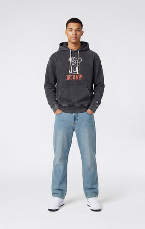 Heavyweight Men's Hooded Sweatshirt with Brushed Interior and Print Reverse Weave