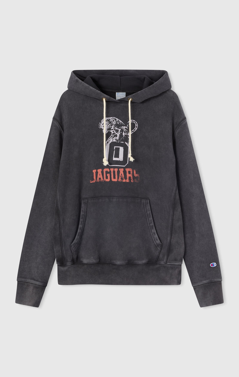 Heavyweight Men's Hooded Sweatshirt with Brushed Interior and Print Reverse Weave