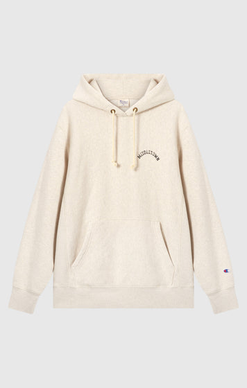 Heavyweight Men's Hooded Sweatshirt with Brushed Interior and Print Reverse Weave