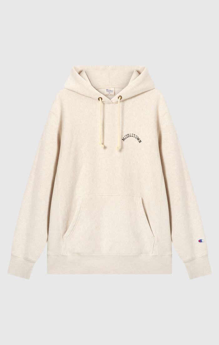 Heavyweight Men's Hooded Sweatshirt with Brushed Interior and Print Reverse Weave