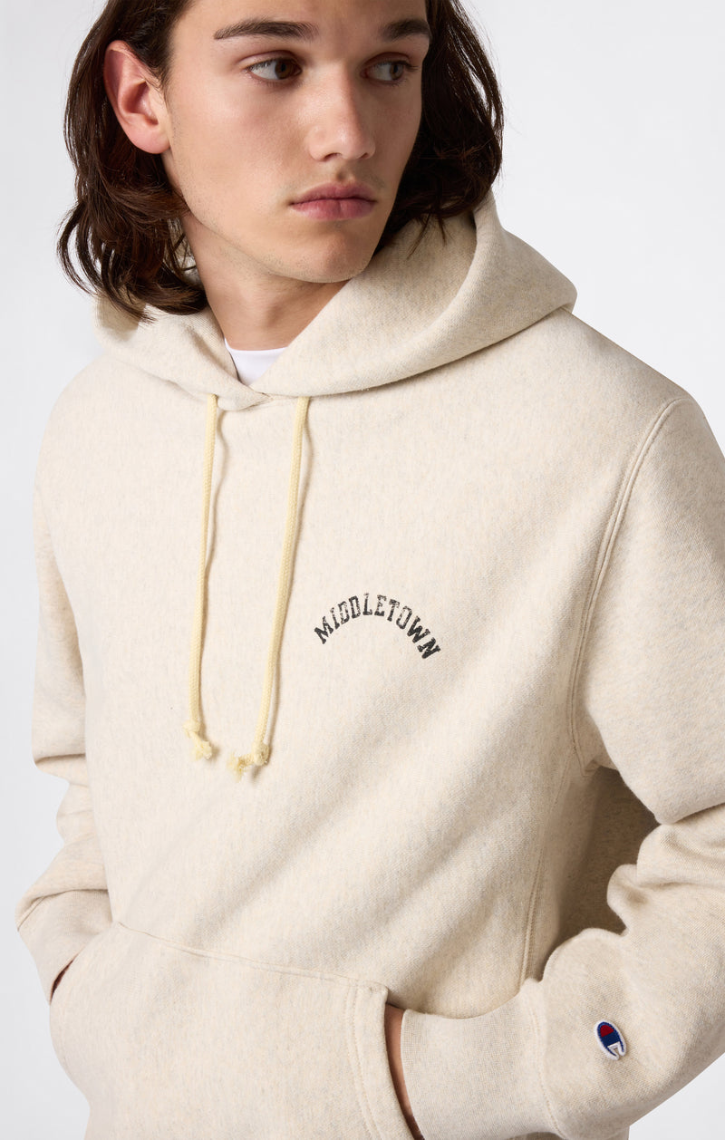 Sweat à Capuche Épais avec Intérieur Gratté et Impression Reverse Weave Homme