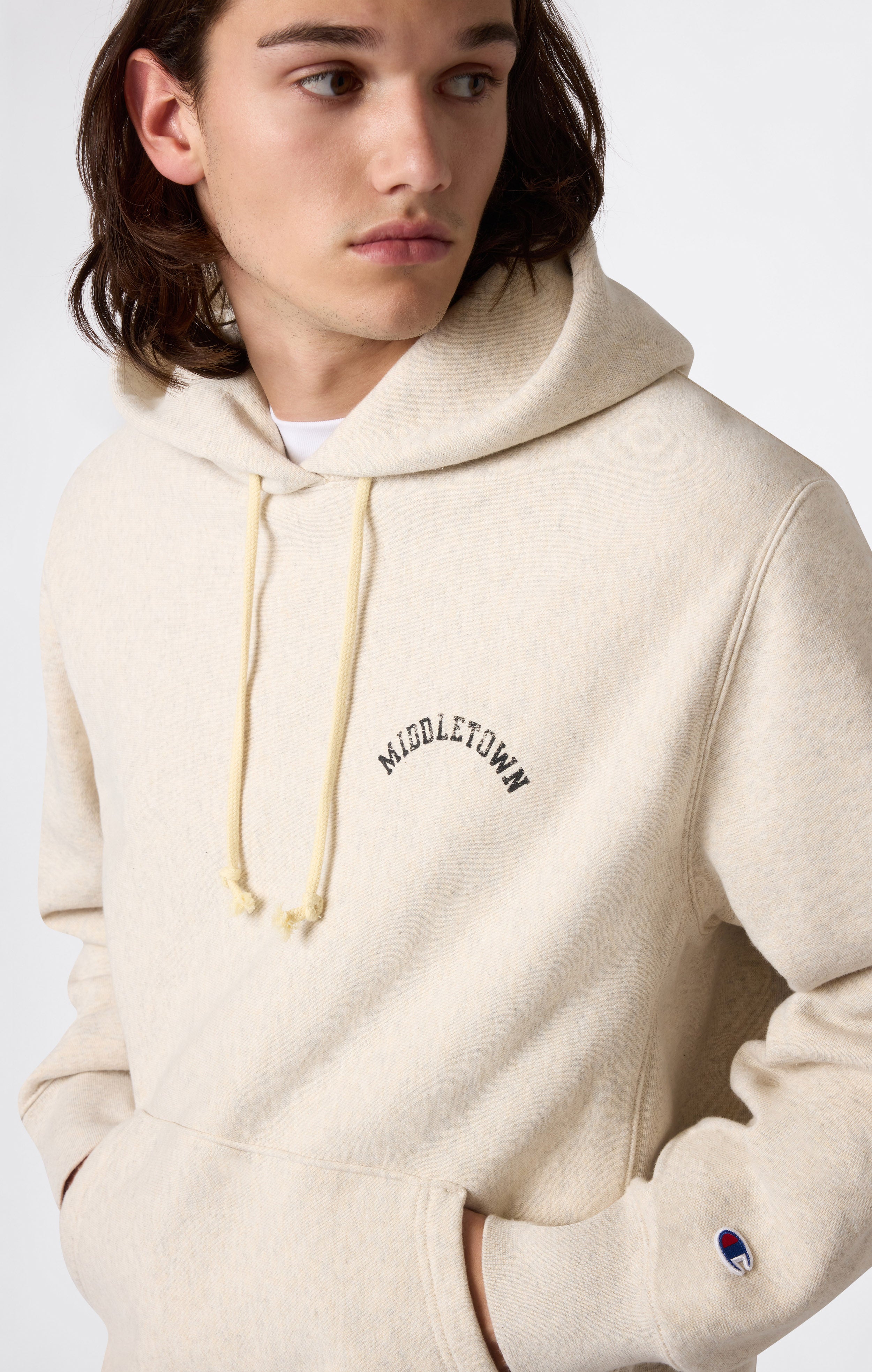 Sweat à Capuche Épais avec Intérieur Gratté et Impression Reverse Weave Homme