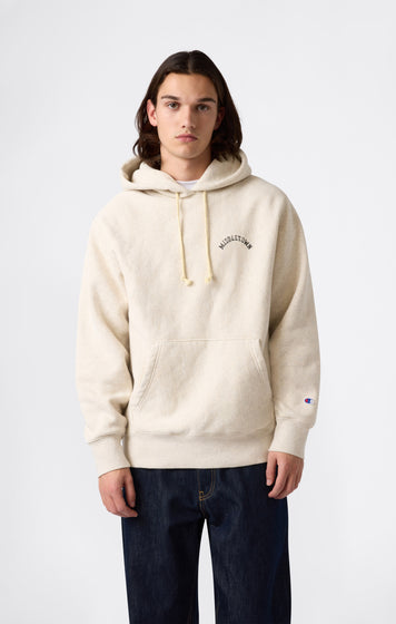 Heavyweight Men's Hooded Sweatshirt with Brushed Interior and Print Reverse Weave
