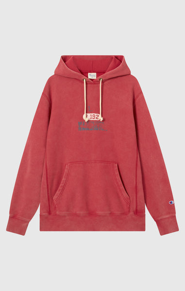 Heavyweight Men's Hooded Sweatshirt with Brushed Interior and Print Reverse Weave