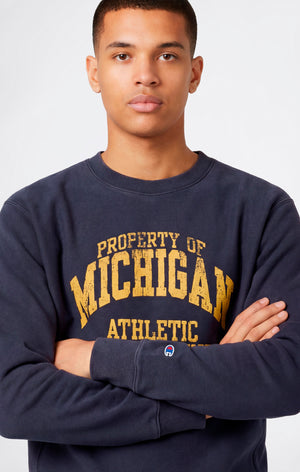 Sudadera Hombre Reverse Weave de Cuello Redondo con Interior Afelpado y Estampado