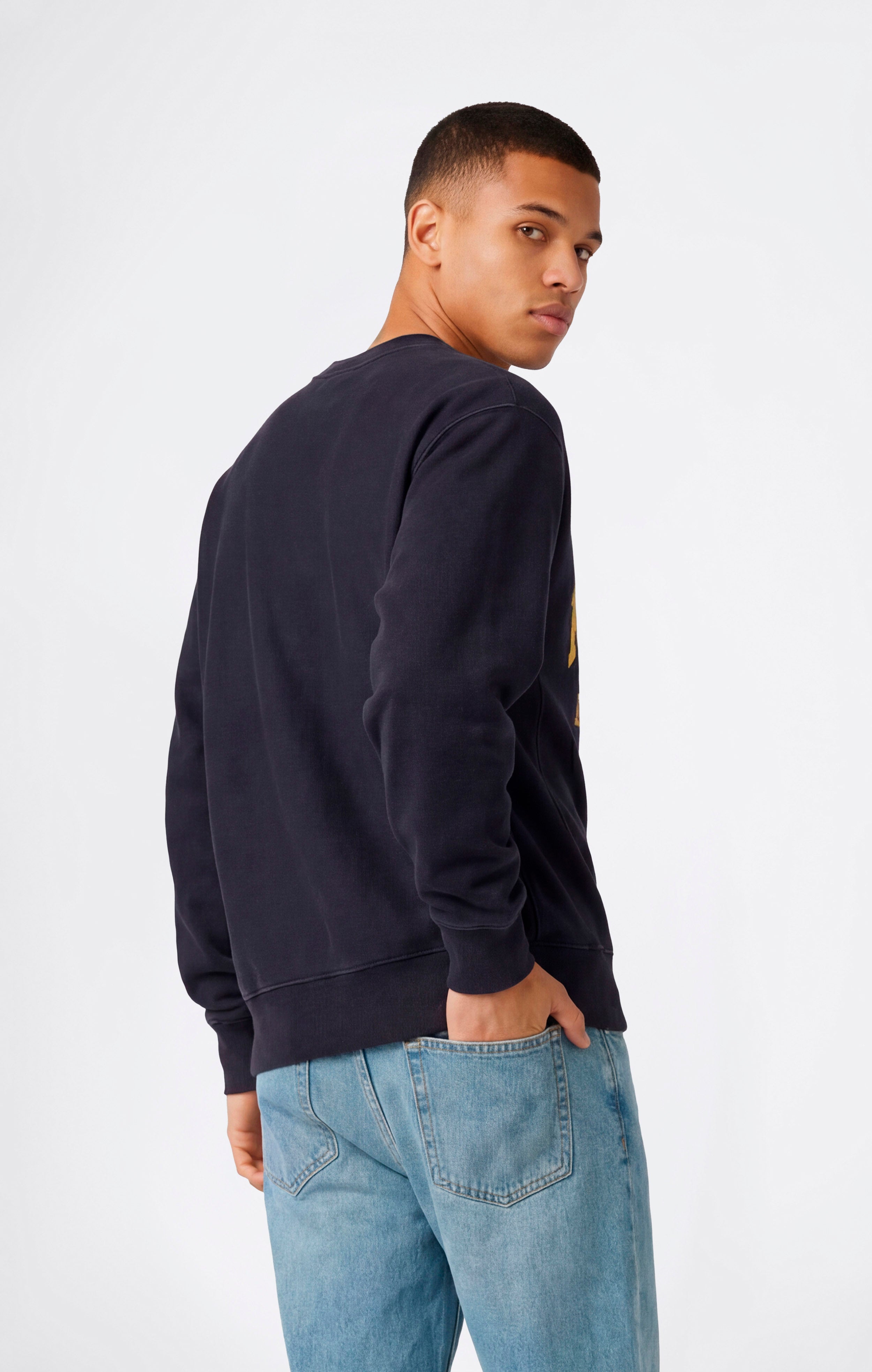 Sudadera Hombre Reverse Weave de Cuello Redondo con Interior Afelpado y Estampado