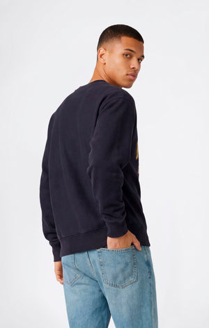 Sudadera Hombre Reverse Weave de Cuello Redondo con Interior Afelpado y Estampado