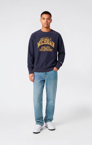 Sudadera Hombre Reverse Weave de Cuello Redondo con Interior Afelpado y Estampado