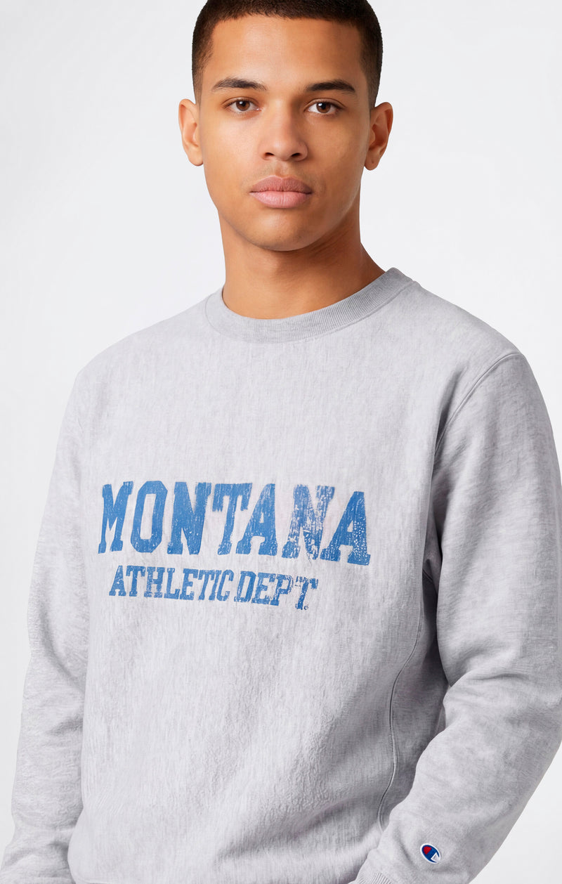 Sudadera Hombre Reverse Weave de Cuello Redondo con Interior Afelpado y Estampado