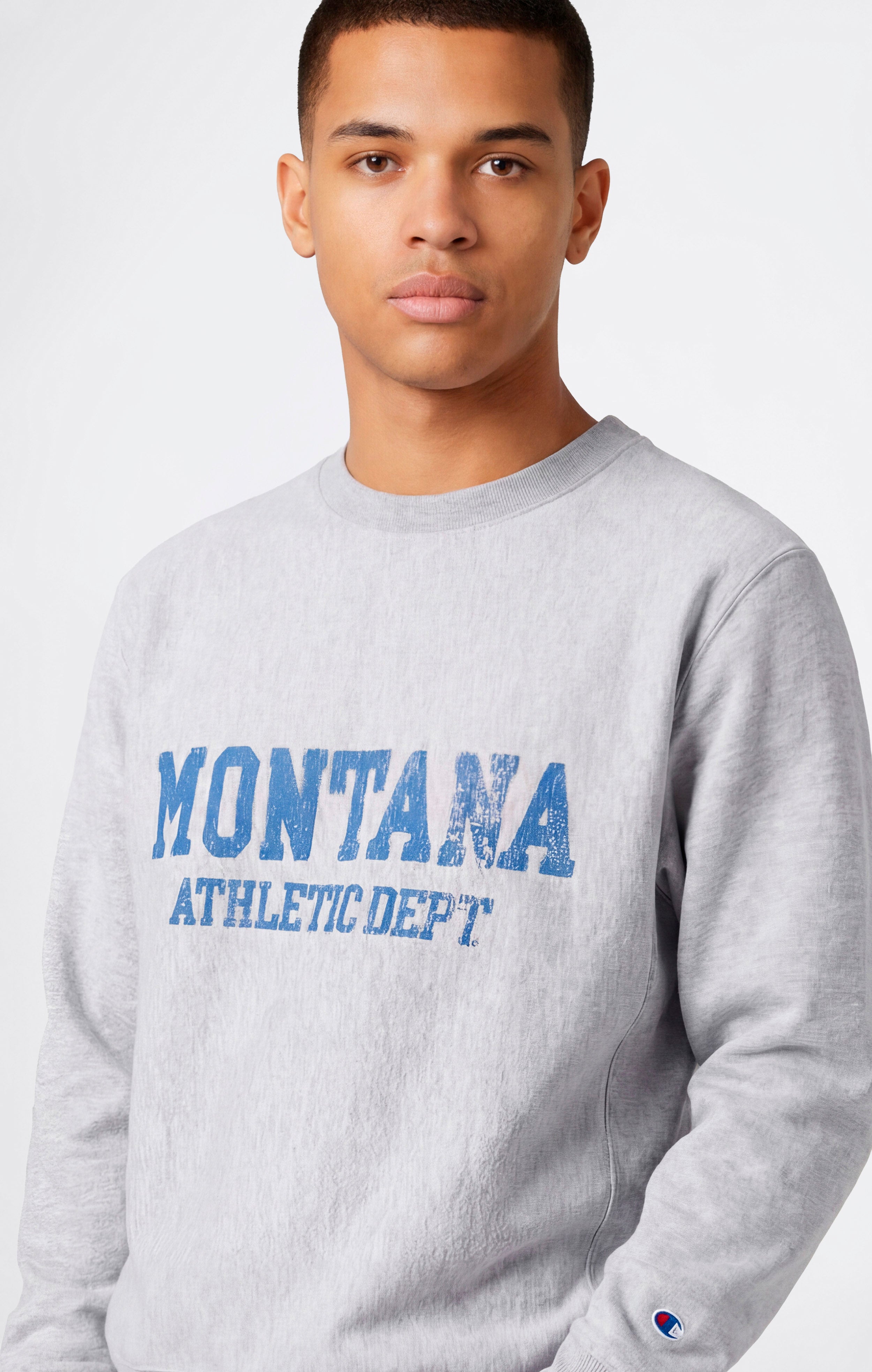 Sudadera Hombre Reverse Weave de Cuello Redondo con Interior Afelpado y Estampado