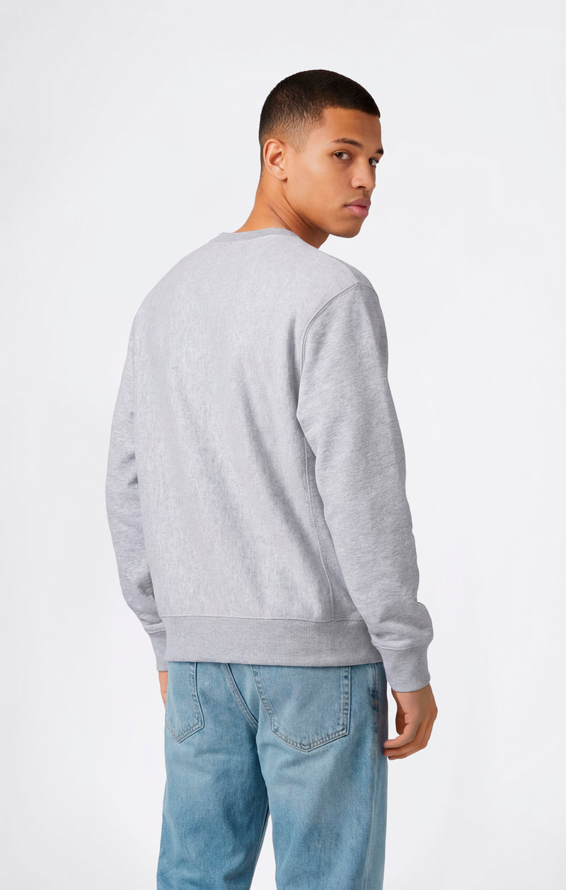 Sudadera Hombre Reverse Weave de Cuello Redondo con Interior Afelpado y Estampado