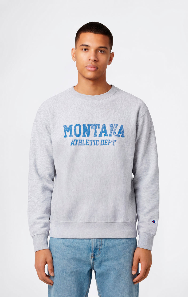 Sudadera Hombre Reverse Weave de Cuello Redondo con Interior Afelpado y Estampado