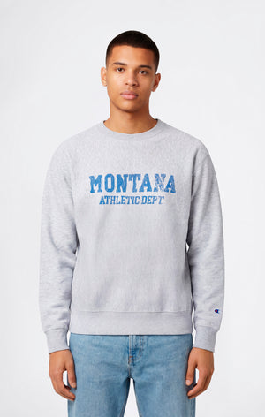 Sudadera Hombre Reverse Weave de Cuello Redondo con Interior Afelpado y Estampado