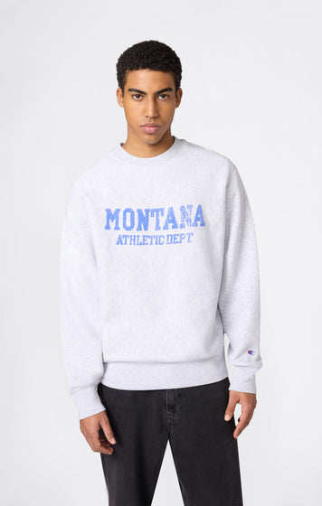 Men’s Heavyweight Crewneck Sweatshirt with Brushed Interior and Print Reverse Weave